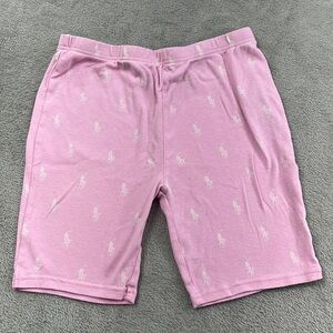 Polo Ralph Lauren 12-13 Girls Pink White Pony Pajama Cotton Shorts